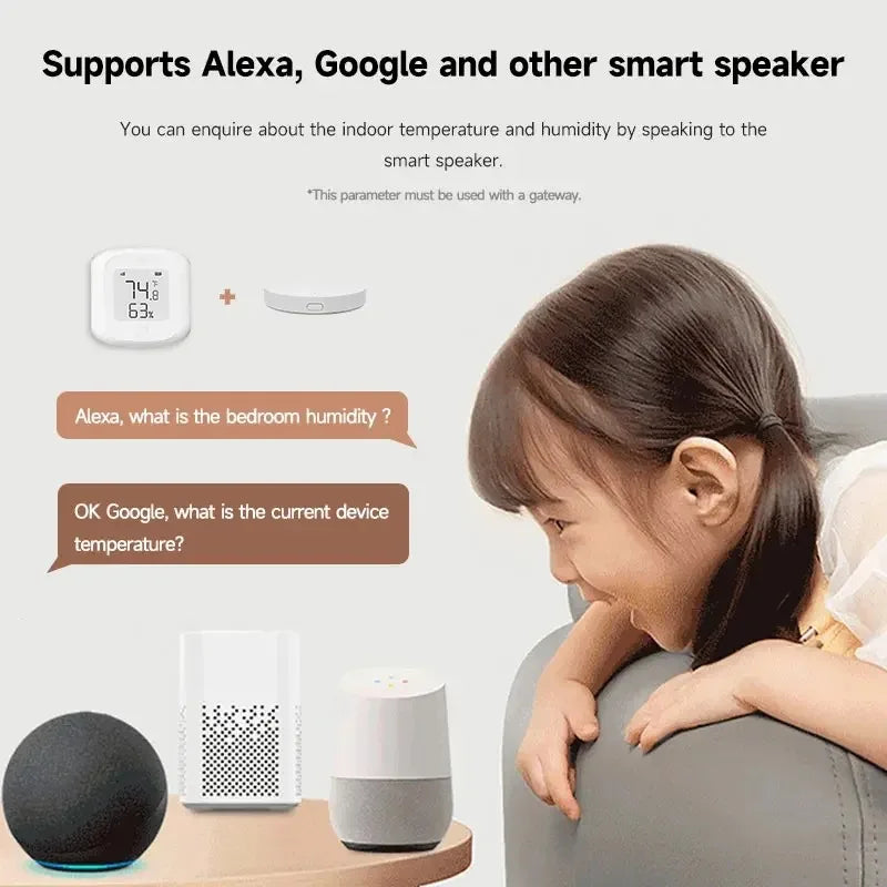Wifi Sensor Tuya Zigbee Temperature Humidity Sensor Smart Home Automation Indoor Thermometer LCD Display Works with Alex Google