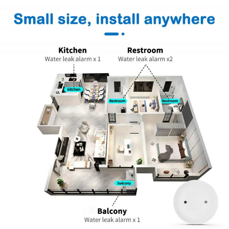 New  Zigbee 3.0 Water Sensor Smart Life APP Remote Alarm Smart Home Long Battery Life Security Protection Detector