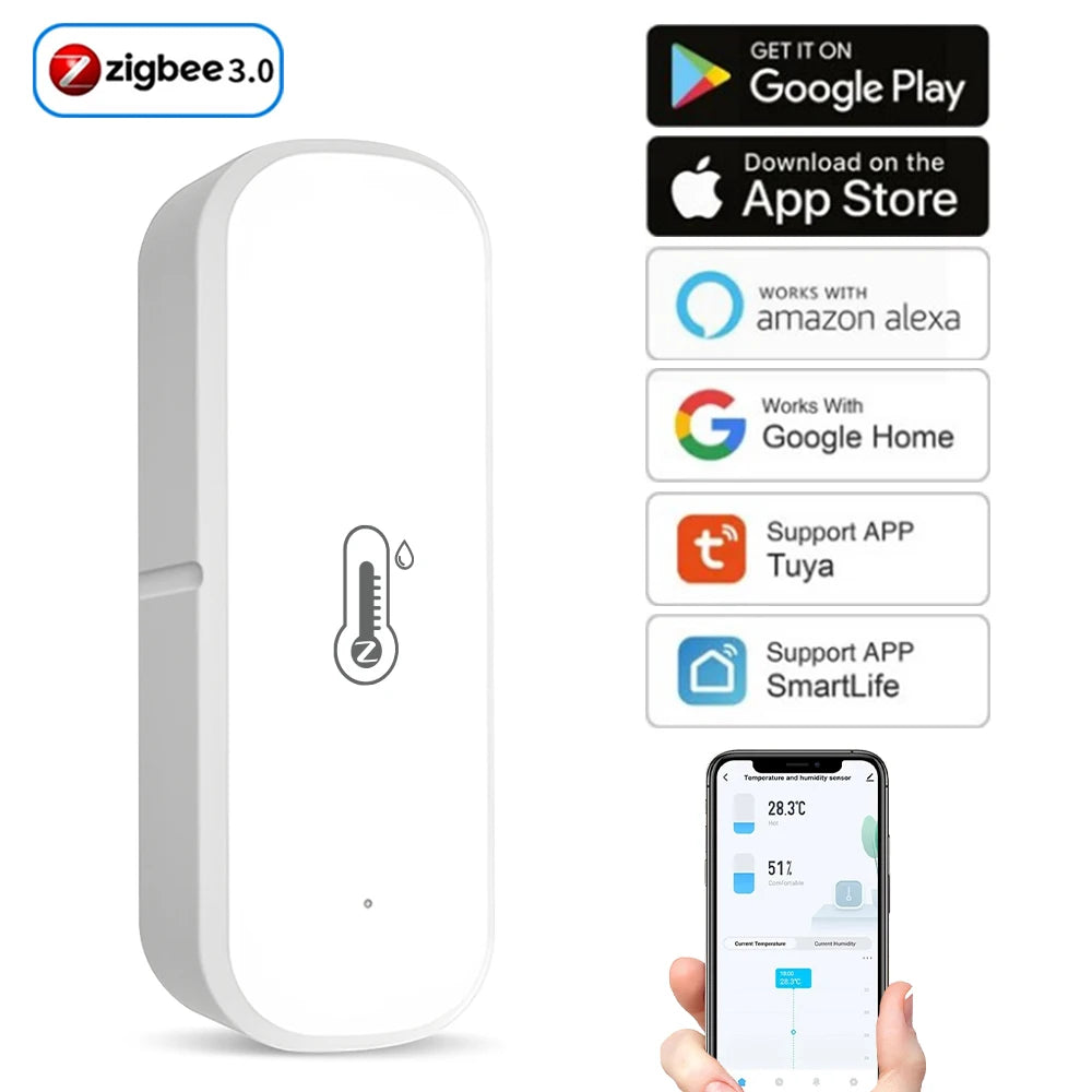 Intelligent Monitoring Tuya 3.0 Smart Temperature Humidity Sensor Voice Control Temperature and Humidity Sensor