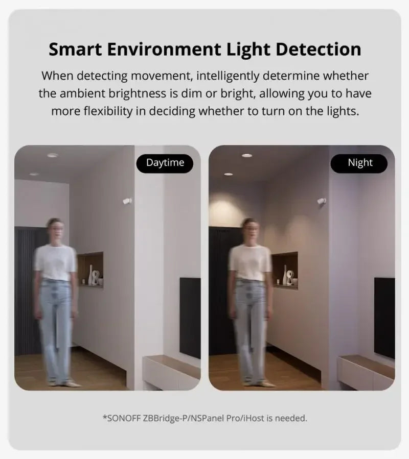 SNZB-03P Zigbee Pir Motion Sensor Light Detection Home Security Automation Alarm via Ewelink Alexa Google Home Assistant