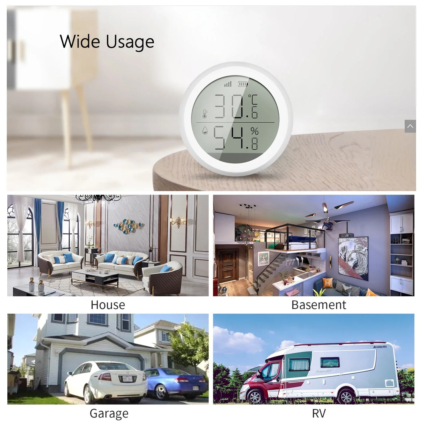 Tuya Wifi/Zigbee Temperature and Humidity Sensor Indoor Smart Thermometer Hygrometer Detector Work with Alexa Google Home Alice