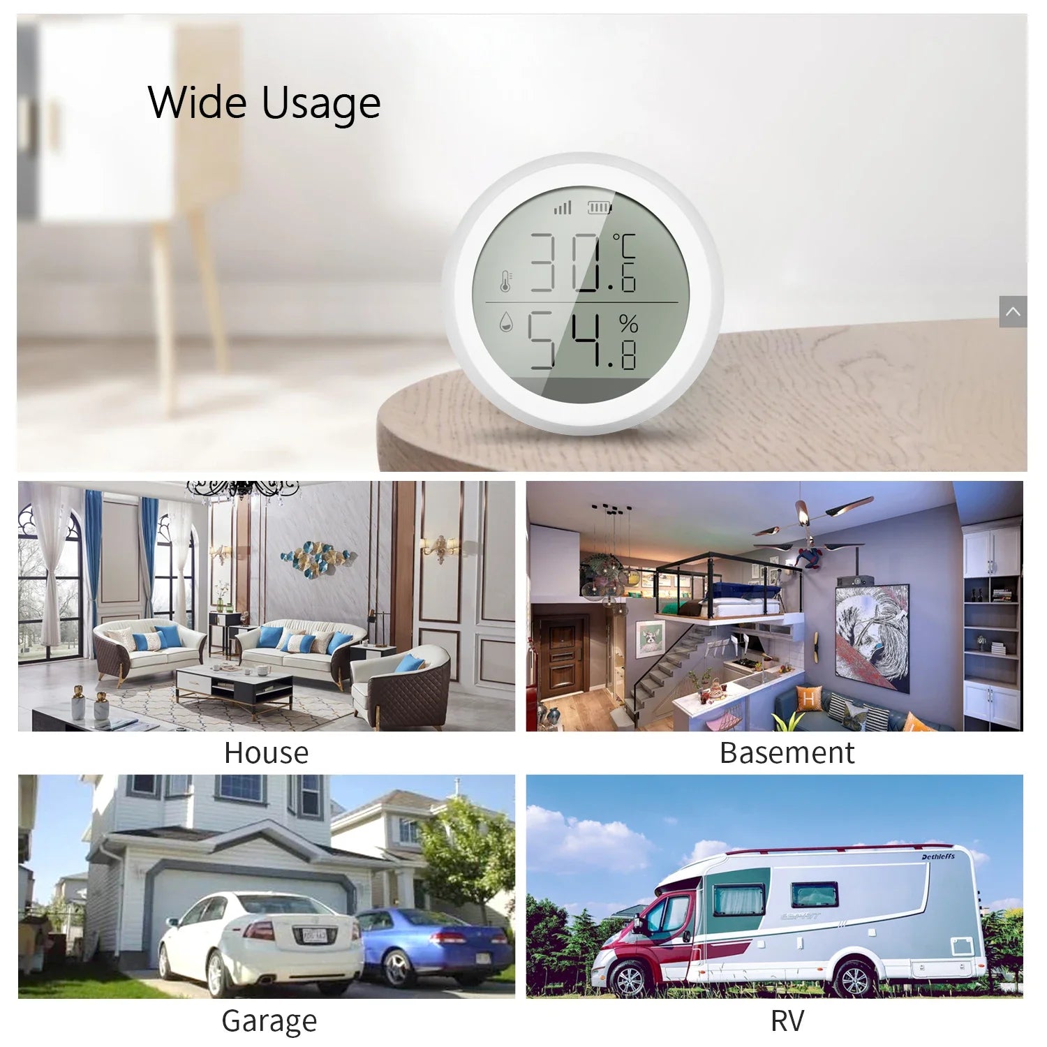 Tuya Wifi/Zigbee Temperature and Humidity Sensor Indoor Smart Thermometer Hygrometer Detector Work with Alexa Google Home Alice