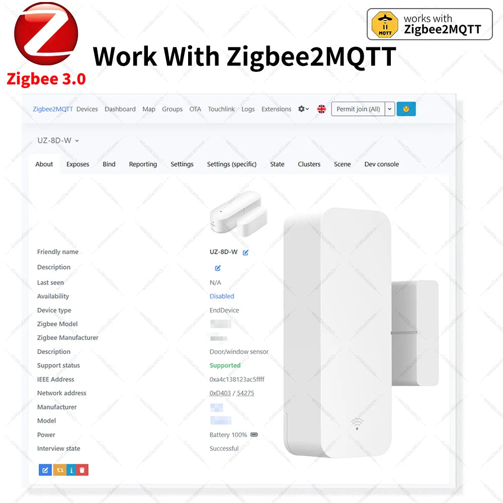 Zigbee 3.0 Door Sensor Window Sensor Contact Sensor Zigbee Hub Required Work with Home Assistant Yandex Alexa ZHA Zigbee2Mqtt