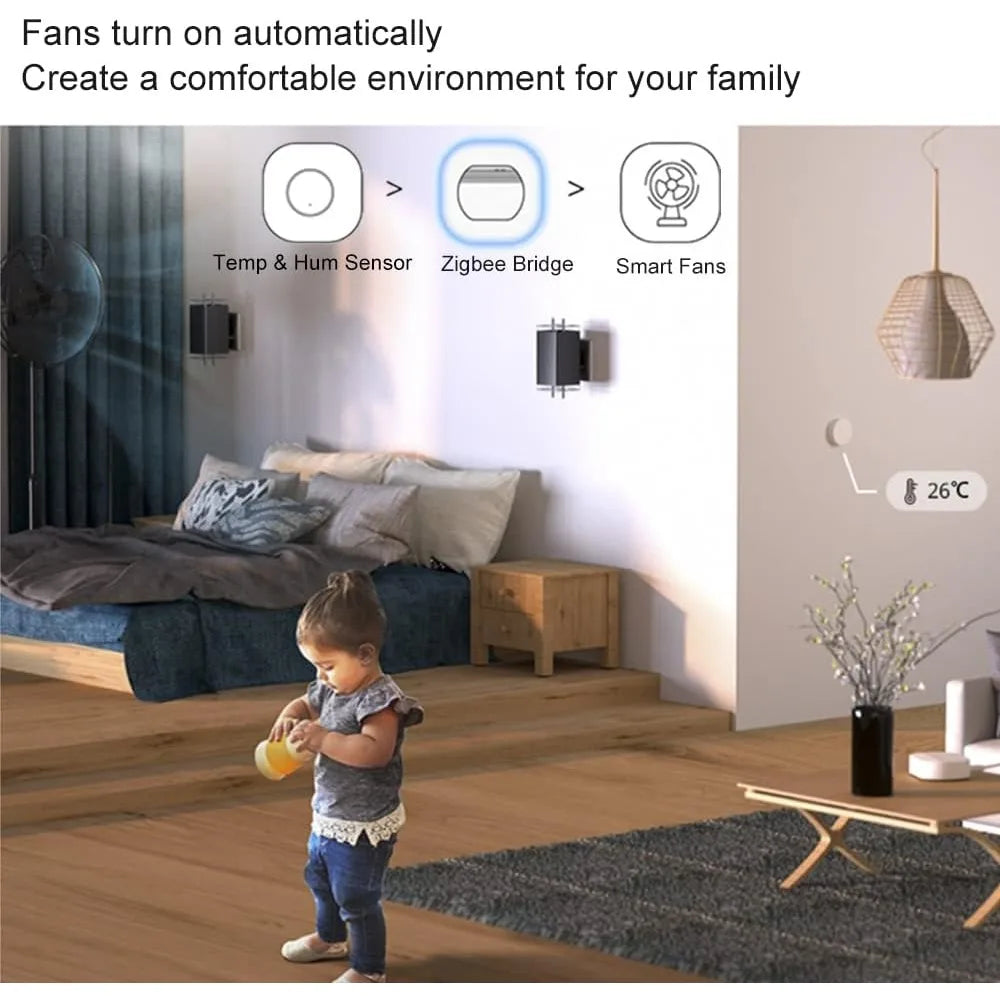 Ewelink Zigbee Mini Indoor Temperature and Humidity Sensor Hygrometer with Alert Compatible with Alexa Google Home Smarthings