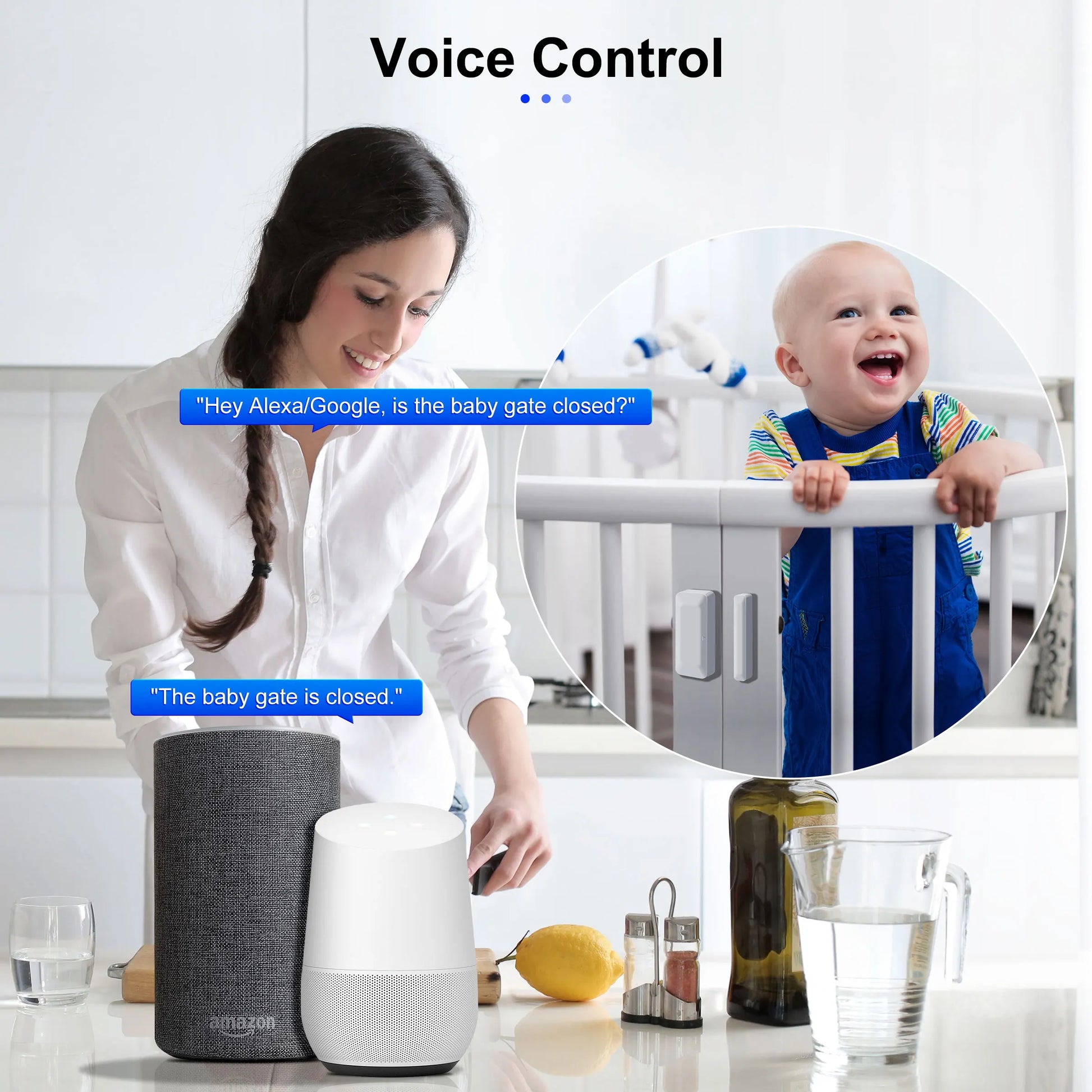 Smart Door and Window Sensor Zigbee 3.0 Wireless Contact Detector for Smart Home Security Works with Home Assistant 2MQTT