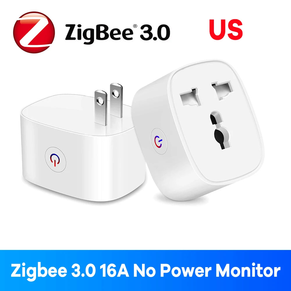 EU US UK Plug Zigbee Smart Plug 16A Energy Monitor Remote Control Timer Alexa Google Home for Electrical Sockets with Control
