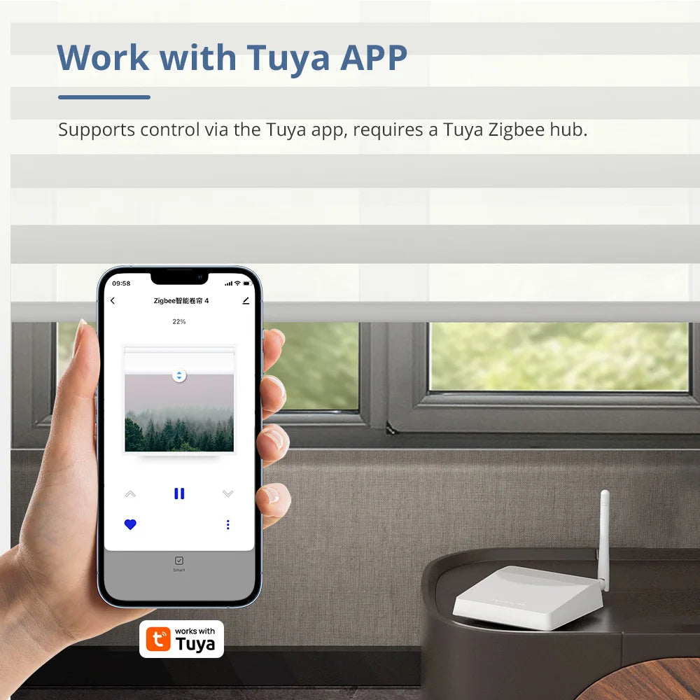 Zigbee Rechargeable Roller Shade Blinds Motor for 17 20 25 28Mm Tube Smart Curtain Engine Works with Tuya Smart Life
