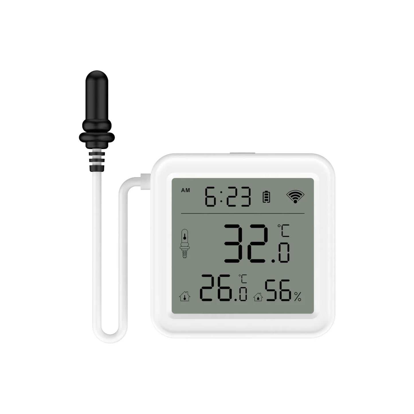 Tuya Smart Home Zigbee Humidity Sensor - Wireless Temperature and Humidity Sensor with Backlit Clock Function