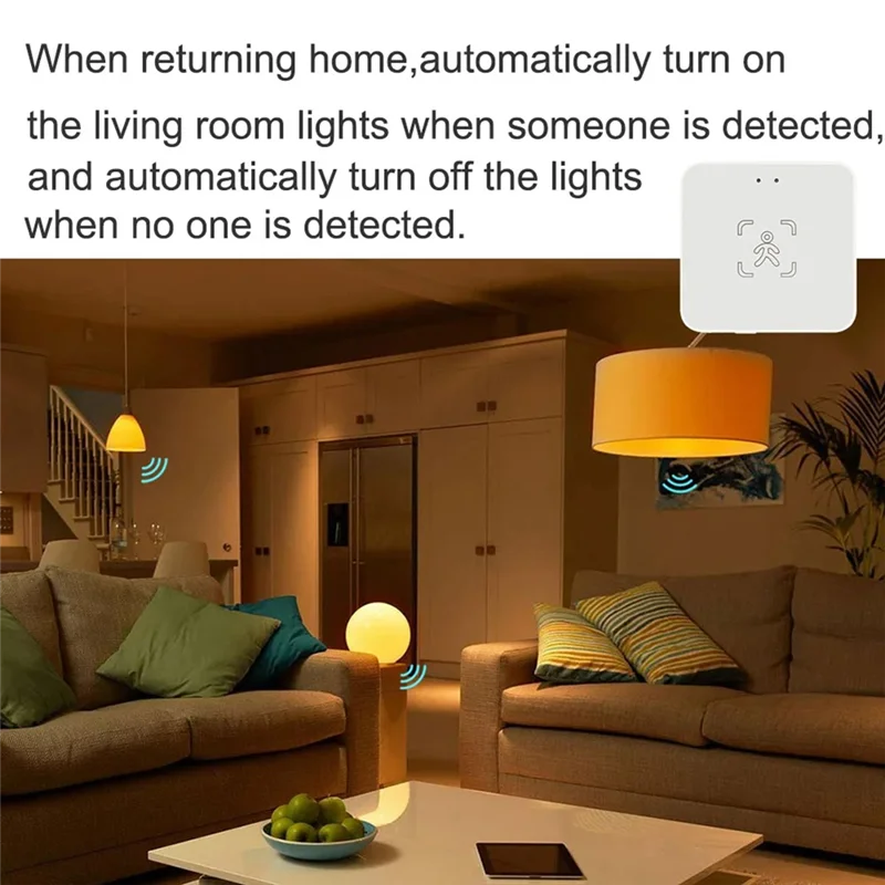 Abmf-Smart Human Presence Sensor Luminance/Distance Detection Tuya Smart Life Home Automation for Alexa with Bracket