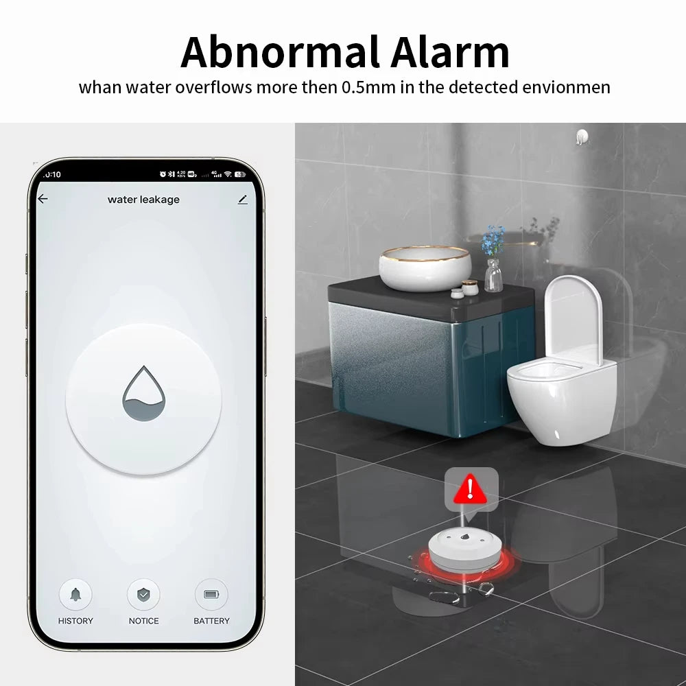 For Tuya Zigbee Smart Water Leak Sensor Flood Leakage Sensor Overflow Level Detector Remote Monitor Home Assistant Zigbee2Mqtt