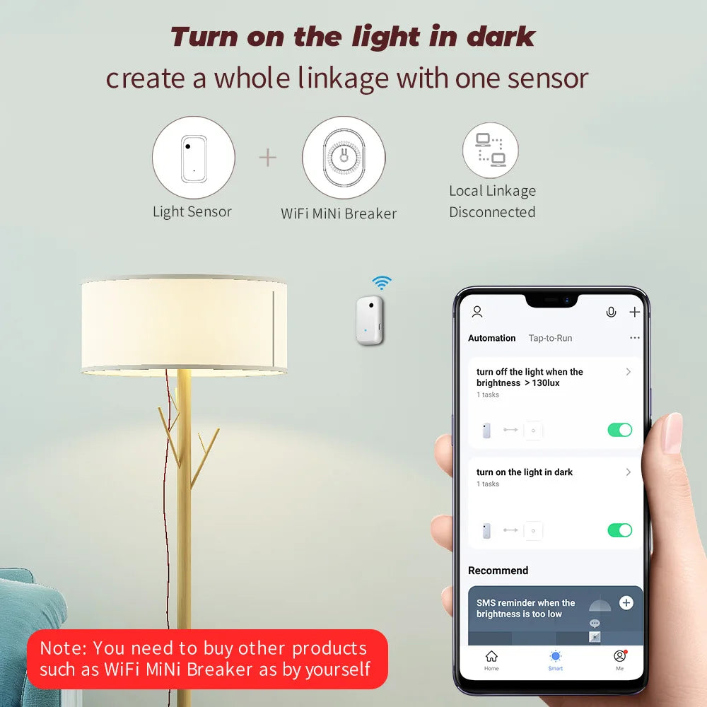 Tuya Zigbee/Wifi Light Sensor Intelligent Home Illumination Sensor Brightness Detector Automation Work with Smart Life Linkage