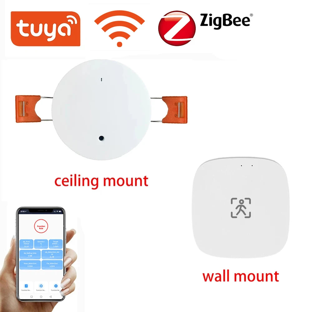 Tuya Wifi/Zigbee Smart Human Presence Detector Millimeter Wave Radar Detection Sensor for Home Security and Energy Conservation