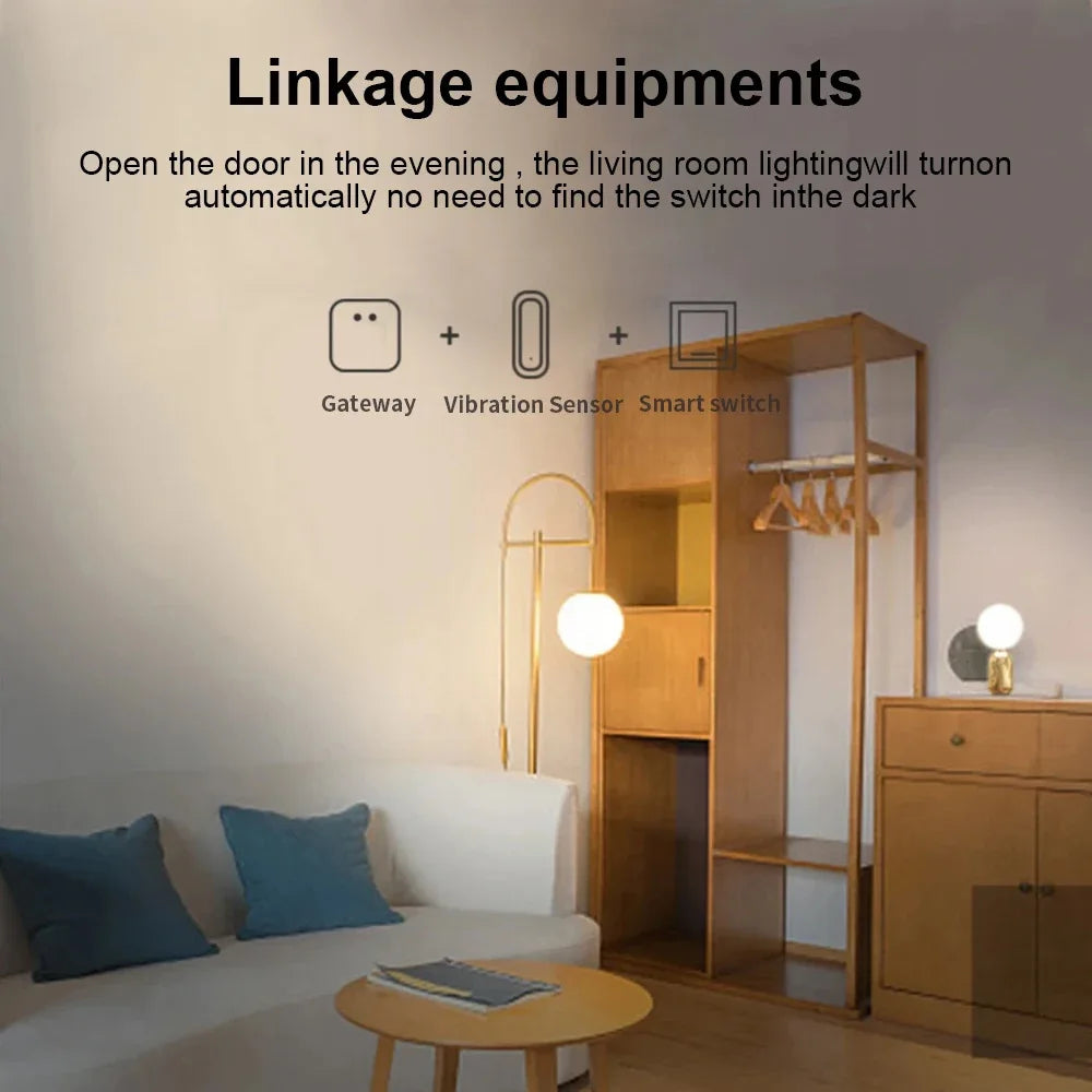 Tuya Zigbee Smart Vibration Tilt Sensor Real Time Remote Monitoring Door Window Detection Alarm Smart Home Security Protection