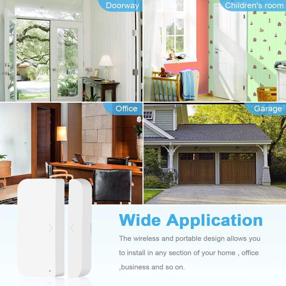 Wifi Zigbee Door and Windows Sensor Magnetic Tuya Smart Life Wireless Home Automatic Security Opening/Close Residential Alarm