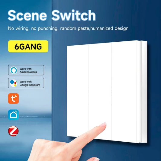 Tuya Zigbee Smart Scene Switch 6 Button Switch Home Assistant Tuya Smart Home 6 Keys Switch Compatible with Alexa Google Home