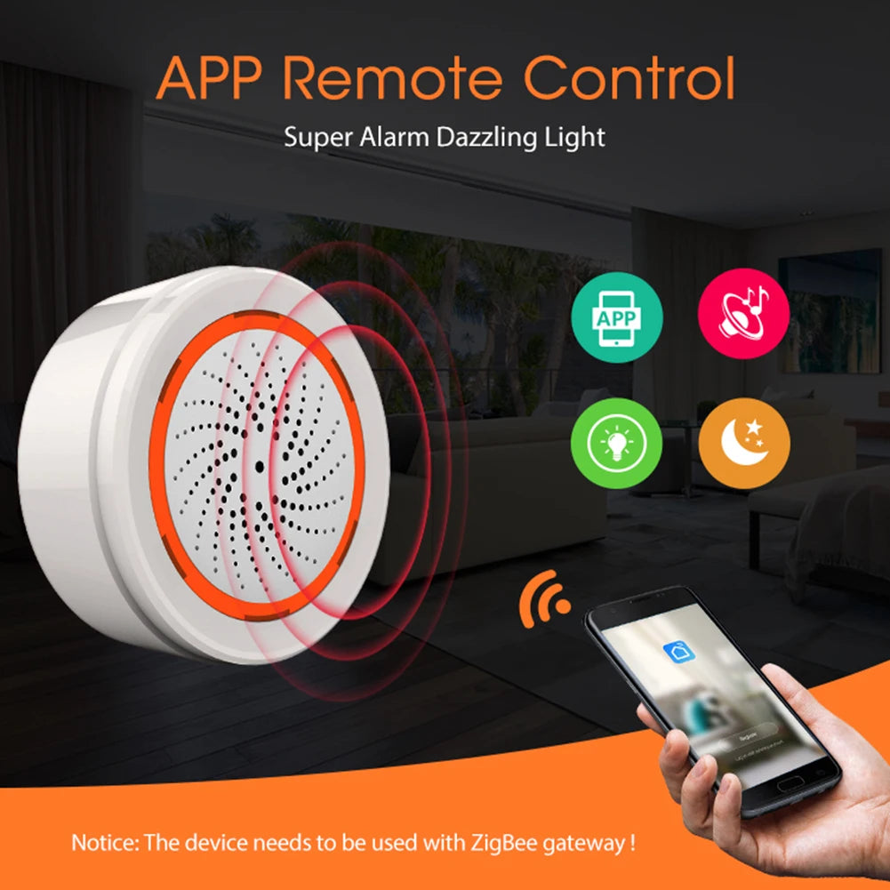 Enhance Your Home Security with the Tuya Zigbee Sound Light Sensor Smart Alarm Siren - Remote Control & USB Powered Protection System