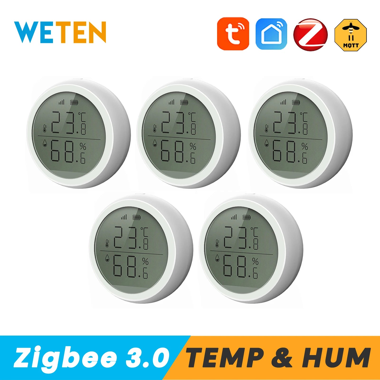 Tuya Zigbee 3.0 Smart Temperature and Humidity Sensor Hygrometer Thermometer for Home Assistant via Zigbee2Mqtt
