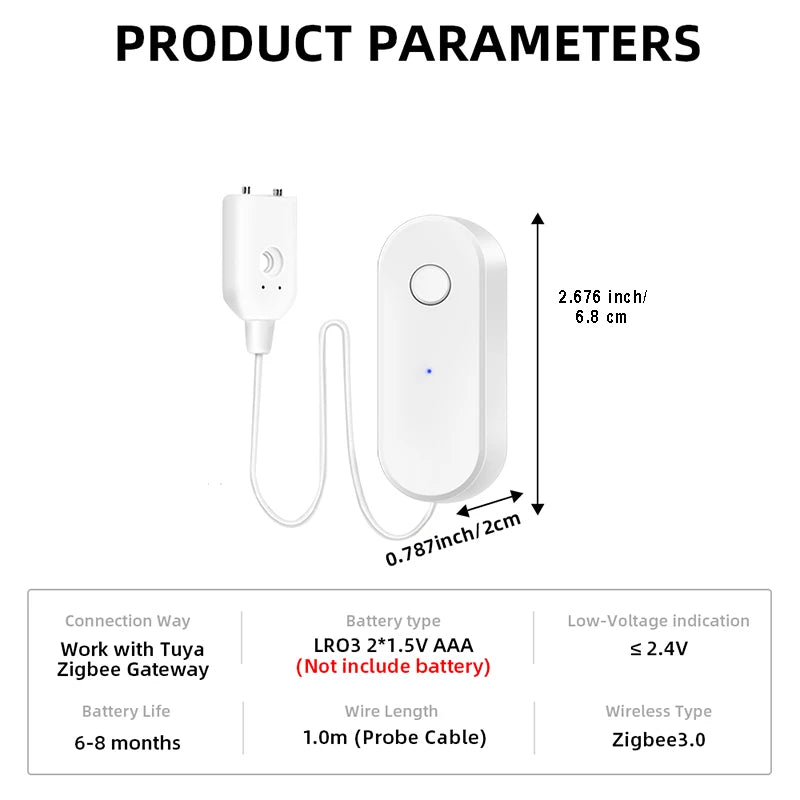 Tuya Zigbee Water Leakage Sensor Smart Life APP Remote Contro Leak Detector Flood Alert Overflow Home Security Alarm