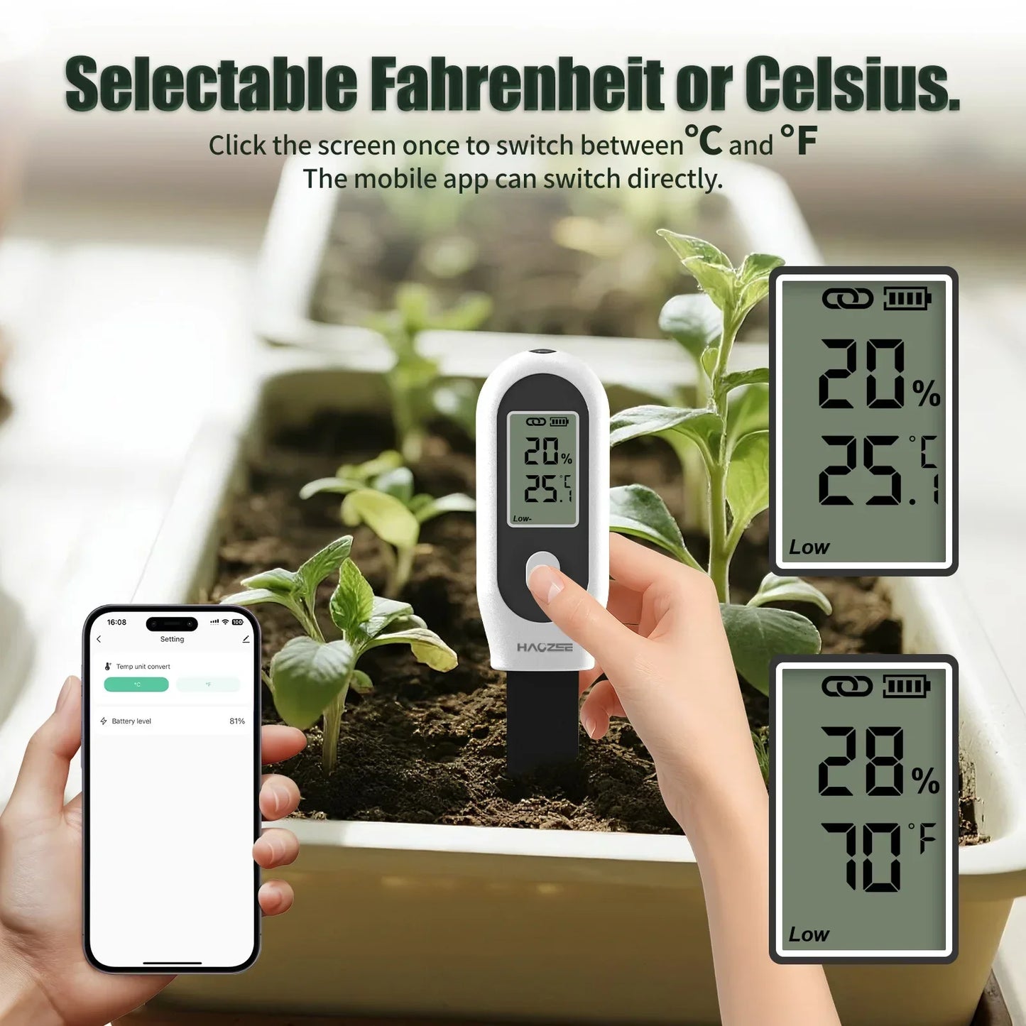 Tuya Zigbee Soil Moisture Sensor 3 in 1 Humidity Temperature Sunlight Meter Screen/App Control for Plants Pots Garden