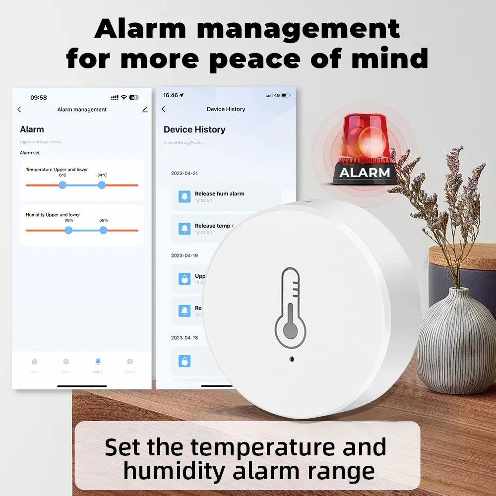 Tuya Zigbee Mini Temperature Humidity Sensor Smart Home Remote Monitor Works with Gateway Alexa Google Home Voice App Control