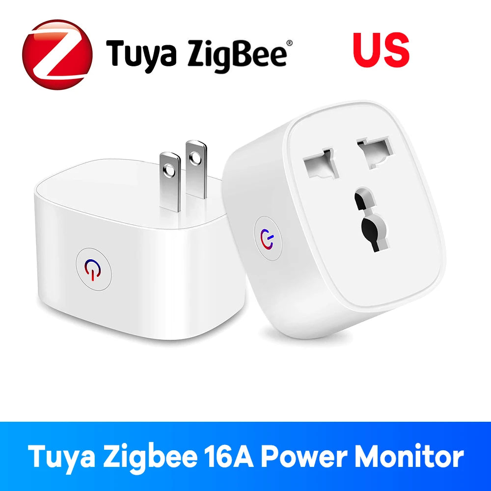 EU US UK Plug Zigbee Smart Plug 16A Energy Monitor Remote Control Timer Alexa Google Home for Electrical Sockets with Control