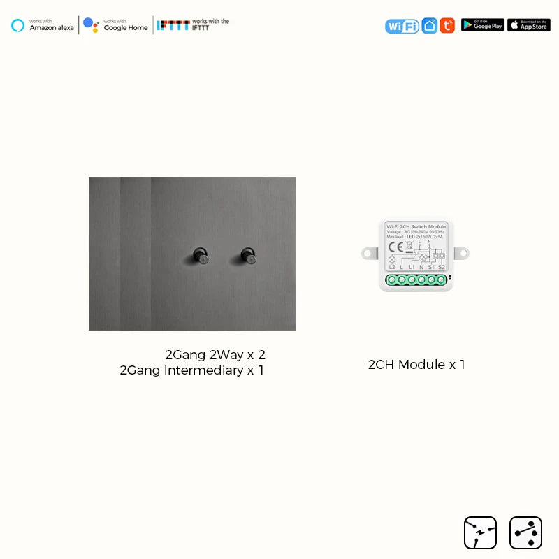 Zigbee Switches Retro Gray Toggle Switches for the Home Tuya Smart Accesorios Wall Switch 1-4 Gang 2 Way Wall Lamp Switch
