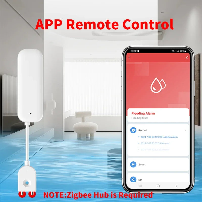 Tuya Zigbee 3.0 Water Leakage Sensor APP Remote Control Work with Alexa Smart Life Yandex Alice