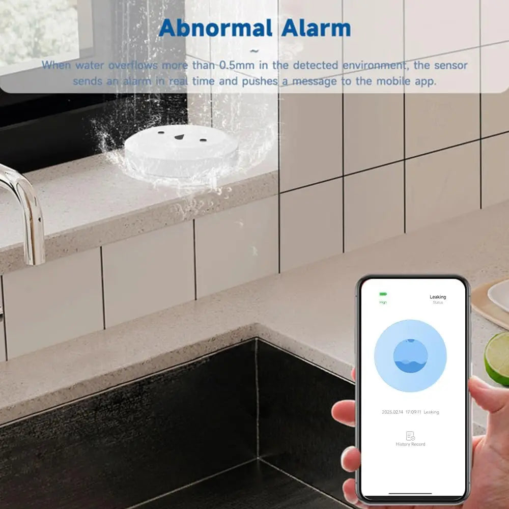 Zigbee3.0 Water Leakage Sensor Water Leak Flood Detector with App Remote Monitoring Ewelink Tuya Smart Life Alert for HA 2Mqtt
