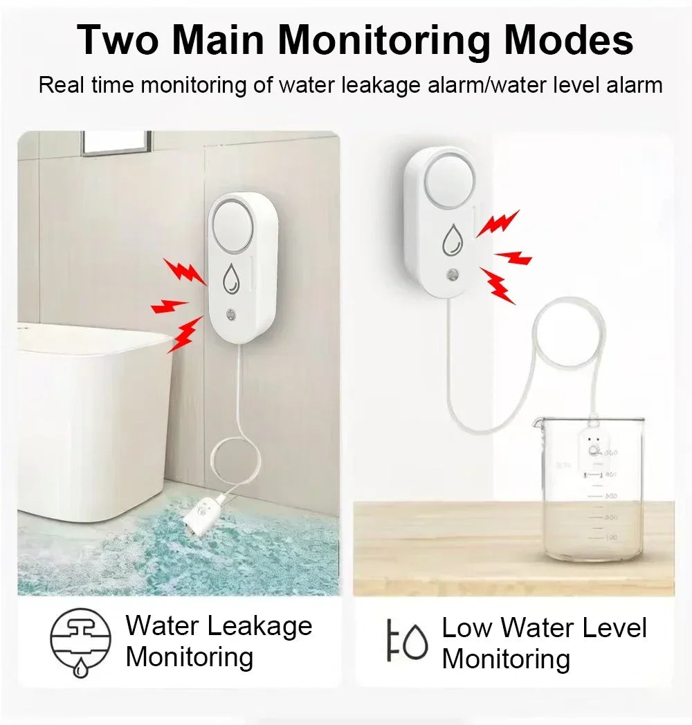 Zigbee Water Leak Detector 110Db Siren Alarm Alert Flood Water Leakage Sensor Support Home Assistant Zigbee2Mqtt Gateway