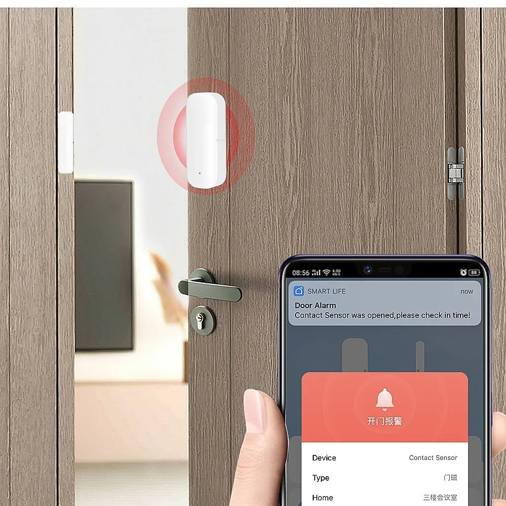Tuya Zigbee 3.0 Smart Door Sensor Security Protection Open/Closed Door Detector with Smart Life APP Control Alexa & Google Home