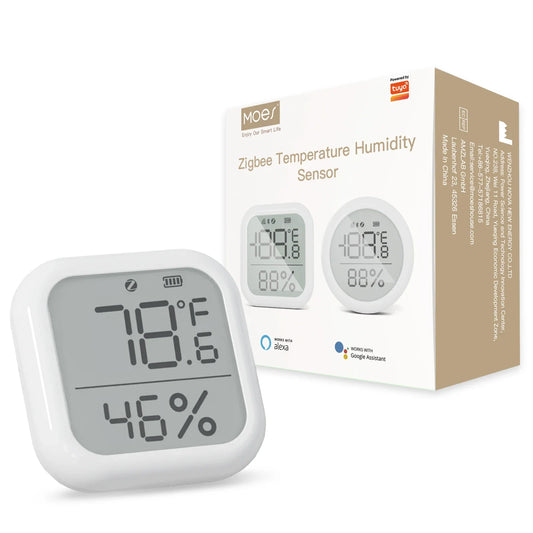 Tuya Zigbee Smart Home Temperature and Humidity Sensor with LED Screen Works with Google Assistant and Tuya Zigbee Hub