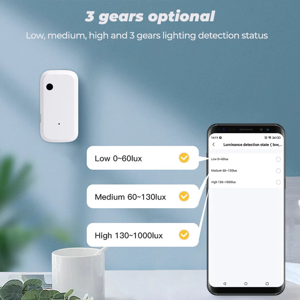Tuya Zigbee/Wifi Light Sensor Intelligent Home Illumination Sensor Brightness Detector Automation Work with Smart Life Linkage