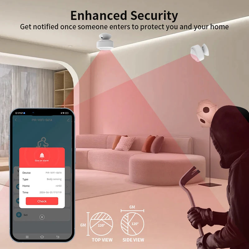 Tuya Zigbee WIFI 120° Adjustable Angle Motion Sensor Pir Infrared Human Body Movement Wireless Detector Google Home Alexa Voice