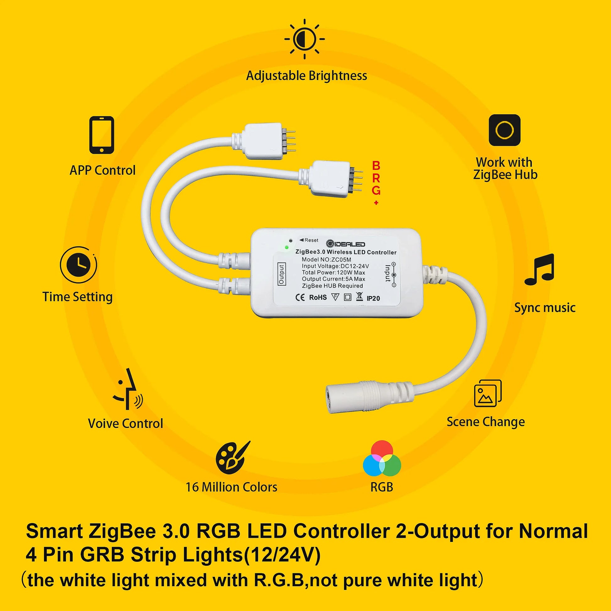 Smart RGB Light Strip 5M Kit with Zigbee LED Controller APP Voice Control Work with Alexa & Smartthings H*U*E Hub Required