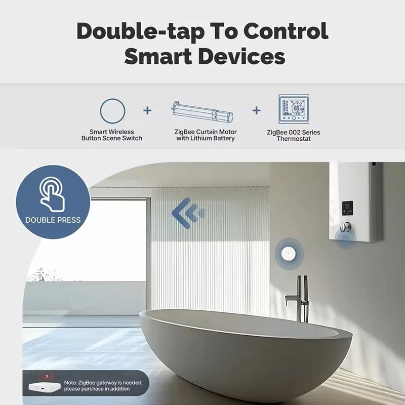 Rechargeable Tuya Zigbee Smart Push Button Wireless Switch Remote Control Automation Scenario Switch Work with Zigbee Gateway