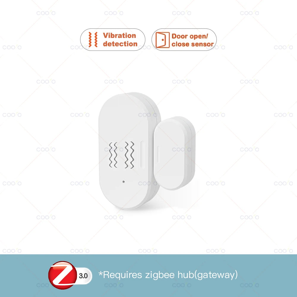 Zigbee Door Window Sensor Lux Light/ Vibration Detect 2 in 1 Real Time Wireless Magnetic Alarm Works with Alexa Google HA Z2M