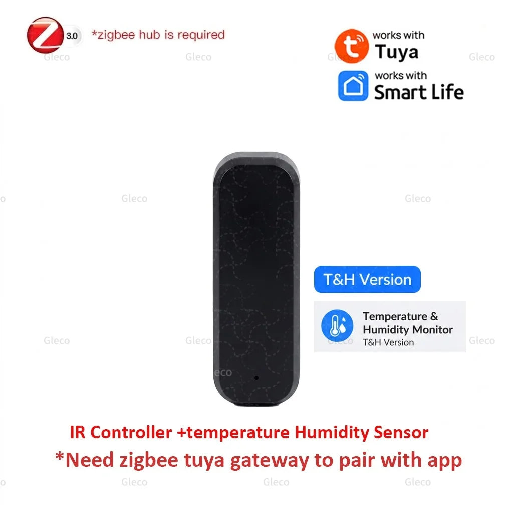 Zigbee IR Remote Control Temperature Humidity Sensor Universal Infrared Controller for TV DVD AUD AC 2MQTT TUYA Smart Life Hub