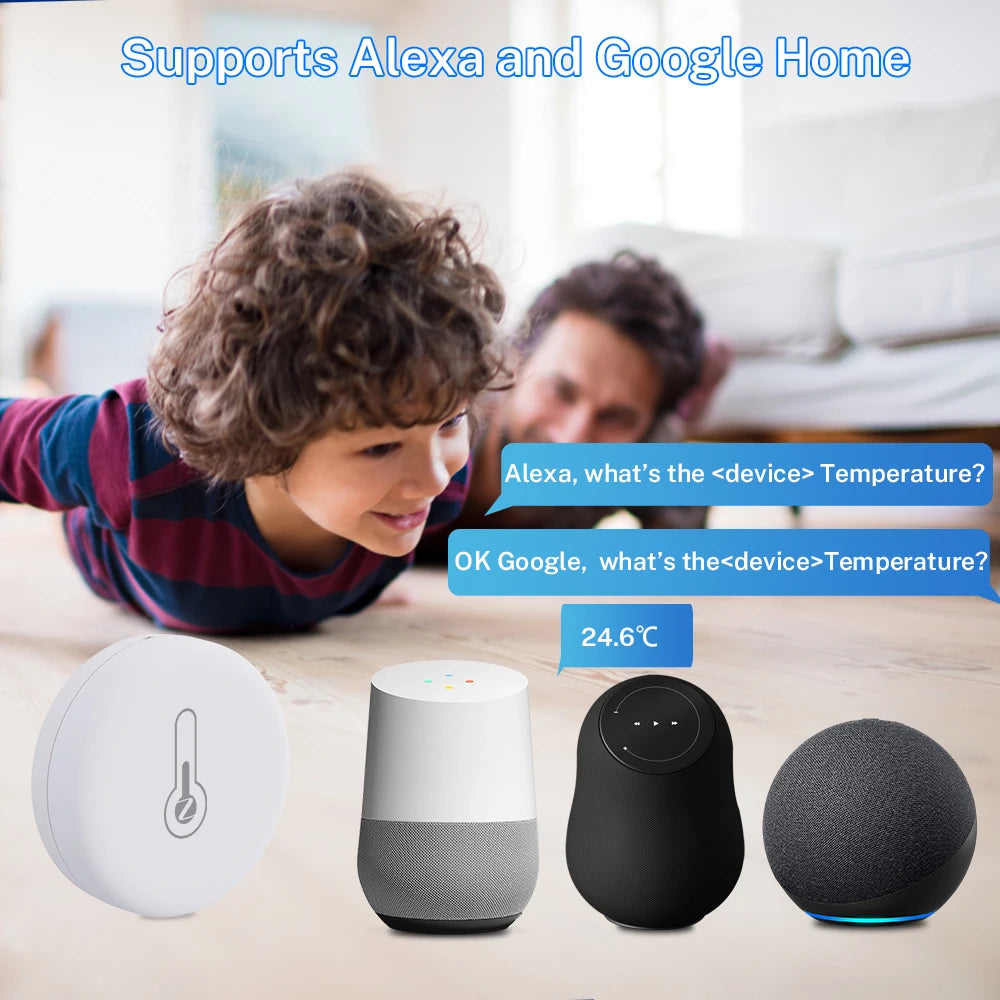 Tuya Zigbee 3.0 Temperature Humidity Sensor Thermometer APP Remote Monitor Work with Smart Life Yandex Alexa ZHA Zigbee2Mqtt