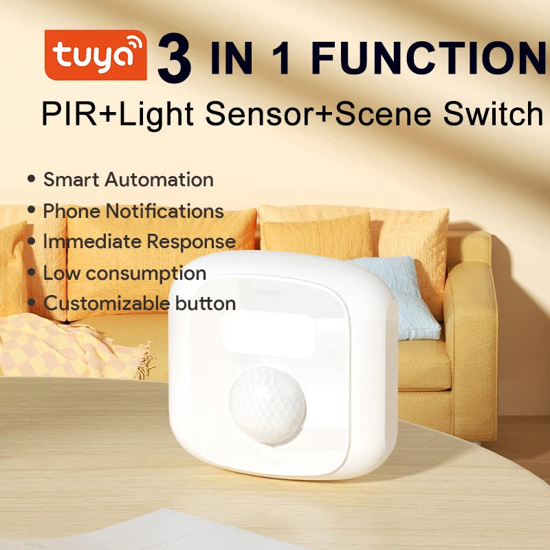 Tuya Zigbee 3.0 Wifi PIR Light Sensor Scene Button Human Motion Sensor Smart Home Remote Control Detector Security Alarm System