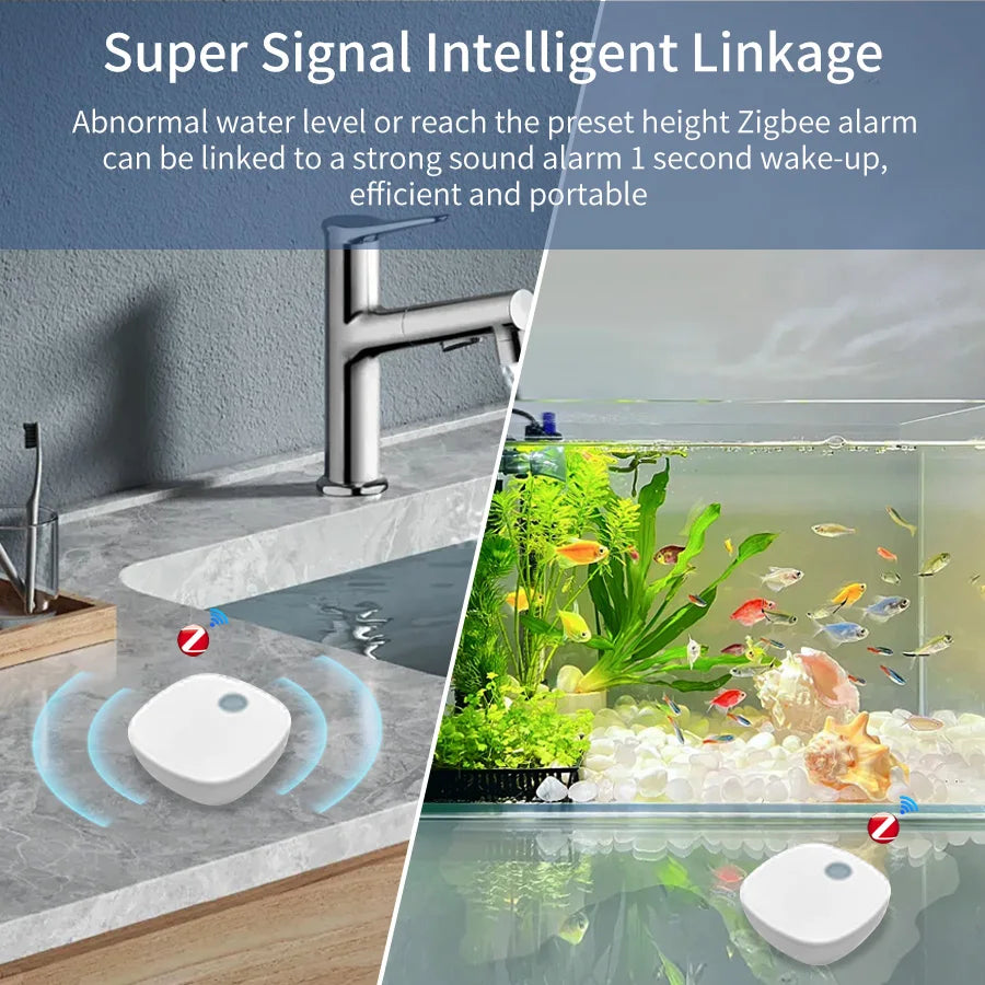 Tuya Zigbee Water Sensor Leak Flood Detector Alarm Smart Life Work with Tuya Gateway Alexa Google Assistant for Kitchen Bathroom