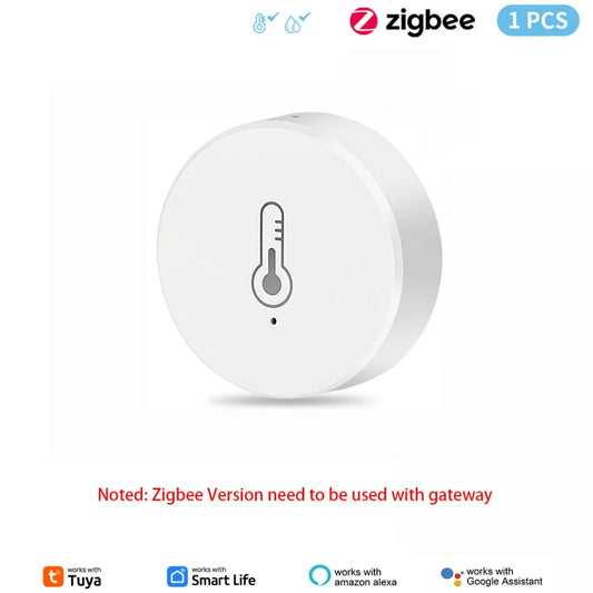 Tuya Zigbee Mini Temperature Humidity Sensor Smart Home Remote Monitor Works with Gateway Alexa Google Home Voice App Control