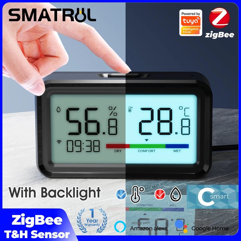 Zigbee Weather Station Digital Thermometer Room Tuya Smart Hygrometer Electronic Table Clock Temperature and Humidity Sensor