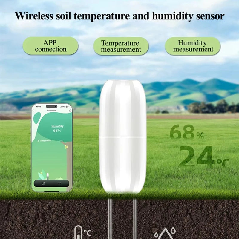Tuya Zigbee Wireless Soil Intelligent Temperature Humidity Tester Mobilephone APP Real Time for Garden Farmland Planting-Y41A