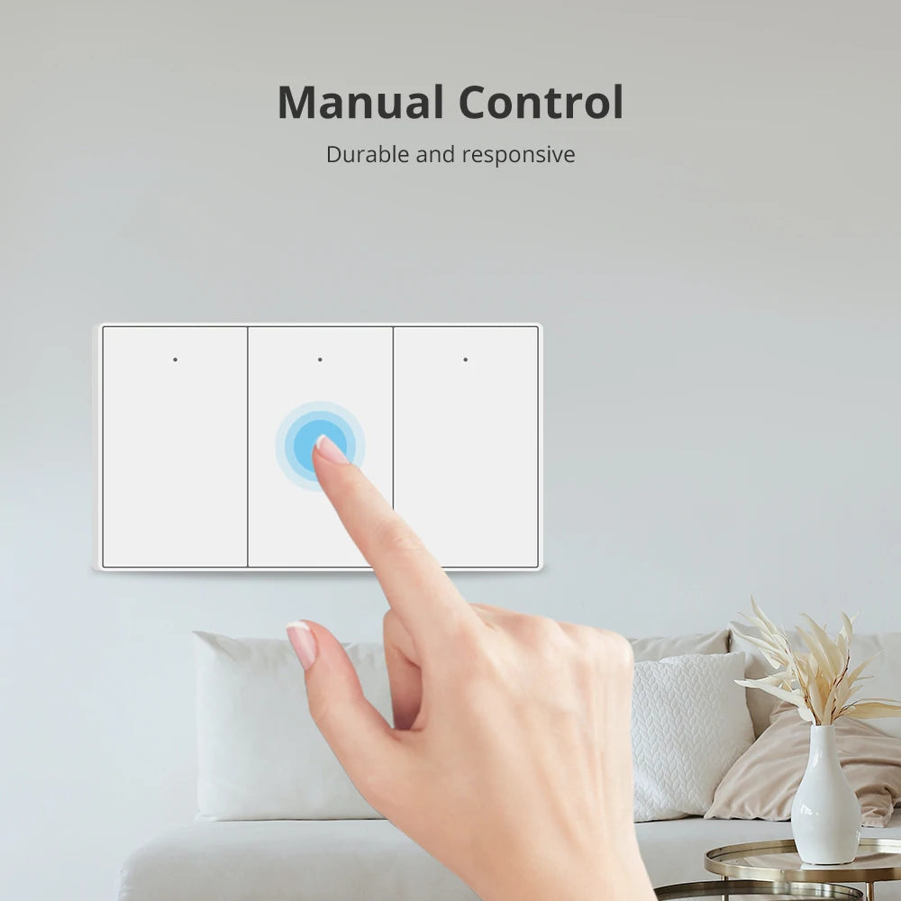 Zigbee US AU Wall Push Light Switch No Neutral Smart Interruptor Work with Tuya Smartthings Alexa Google Home Voice