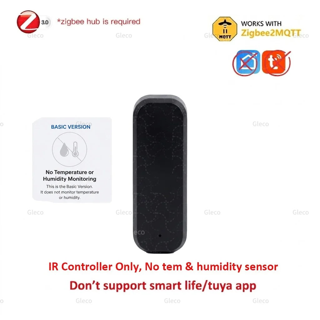 Zigbee IR Remote Control Temperature Humidity Sensor Universal Infrared Controller for TV DVD AUD AC 2MQTT TUYA Smart Life Hub