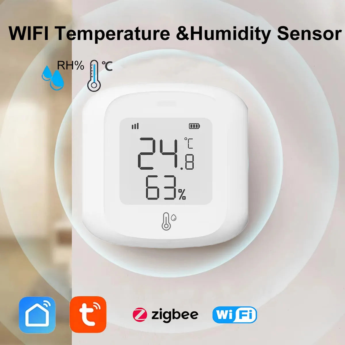 Wifi Sensor Tuya Zigbee Temperature Humidity Sensor Smart Home Automation Indoor Thermometer LCD Display Works with Alex Google
