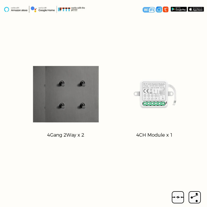 Zigbee Switches Retro Gray Toggle Switches for the Home Tuya Smart Accesorios Wall Switch 1-4 Gang 2 Way Wall Lamp Switch