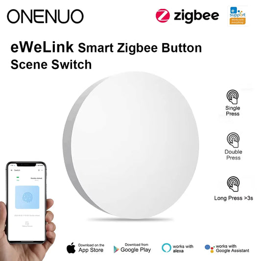 Ewelink Zigbee Smart Wireless Push Button Switch with Battery - Control Your Home Automation Effortlessly!