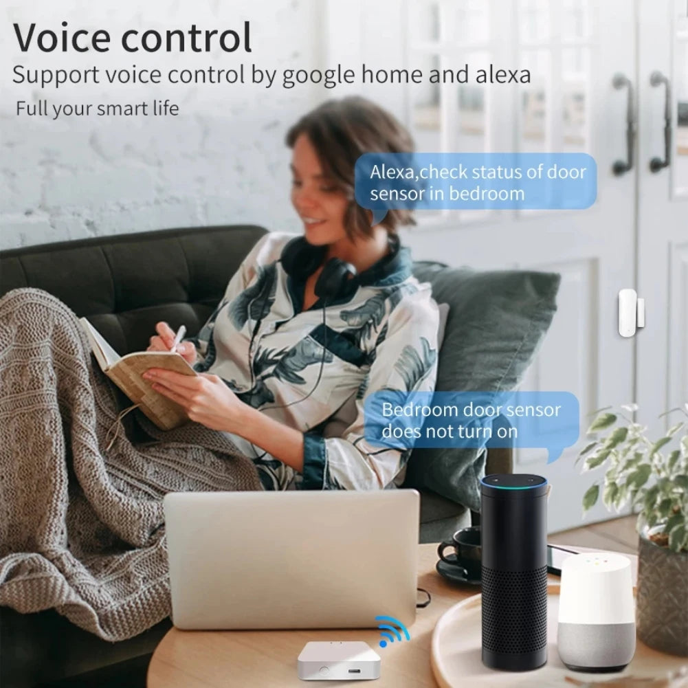 Tuya Zigbee/Wifi Magnetic Doo Window Sensor Open Closed Alarm Detector Smart Life APP Work with Alexa Google Home Need Gateway