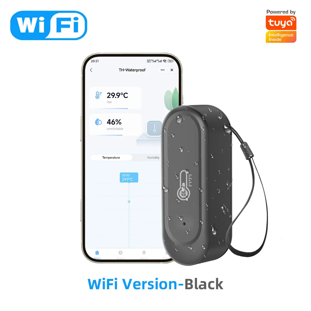 Tuya Wifi/Zigbee Smart Temperature Humidity Sensor Outdoor IP65 Waterproof APP Remote Monitoring Works with Alexa Google Home